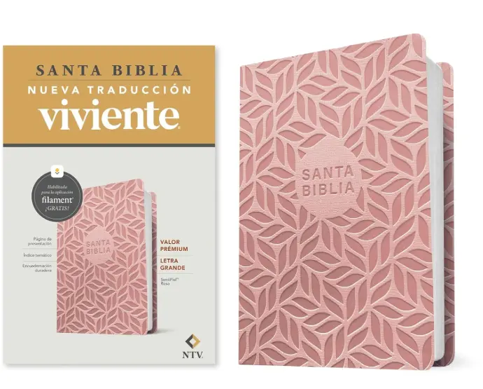 Santa Biblia, valor premium, letra grande, sentipiel rosa - NTV